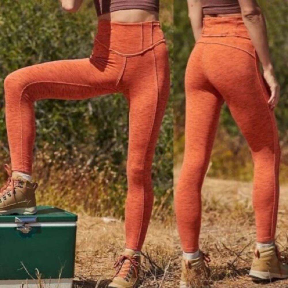 NWT Free People Movement Papaya Punch Orange High Rise Active Hybrid Legging S